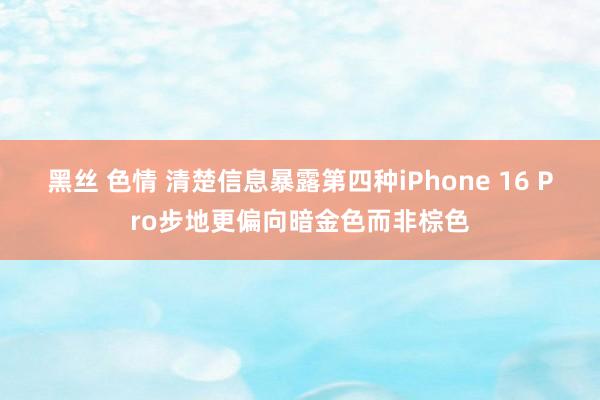 黑丝 色情 清楚信息暴露第四种iPhone 16 Pro步地更偏向暗金色而非棕色