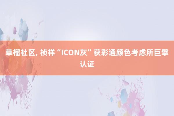 草榴社区， 祯祥“ICON灰”获彩通颜色考虑所巨擘认证