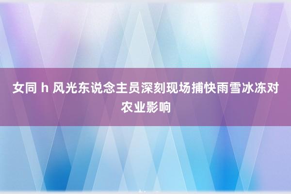 女同 h 风光东说念主员深刻现场捕快雨雪冰冻对农业影响