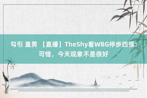 勾引 直男 【直播】TheShy看WBG停步四强：可惜，今天现象不是很好