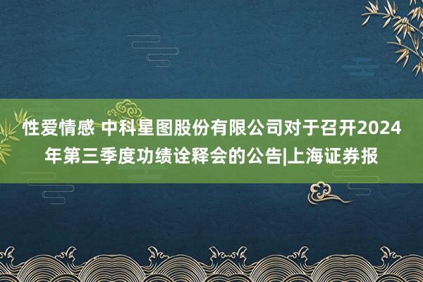 性爱情感 中科星图股份有限公司对于召开2024年第三季度功绩诠释会的公告|上海证券报