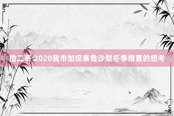 撸二哥 2020我市加级寨鲁沙梨冬季措置的想考